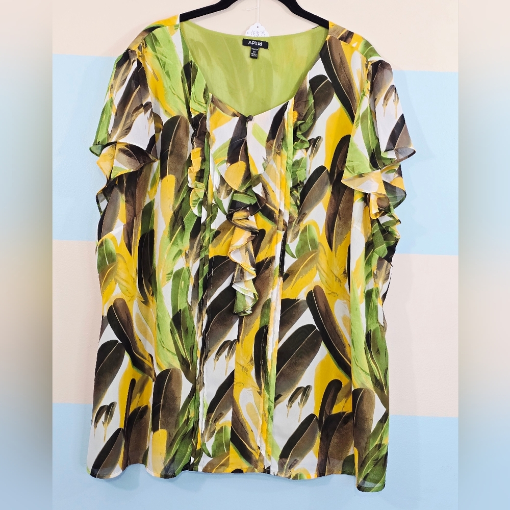 Apt. 9 Plus Size Multicolor Ruffle Top - Picture 2 of 8
